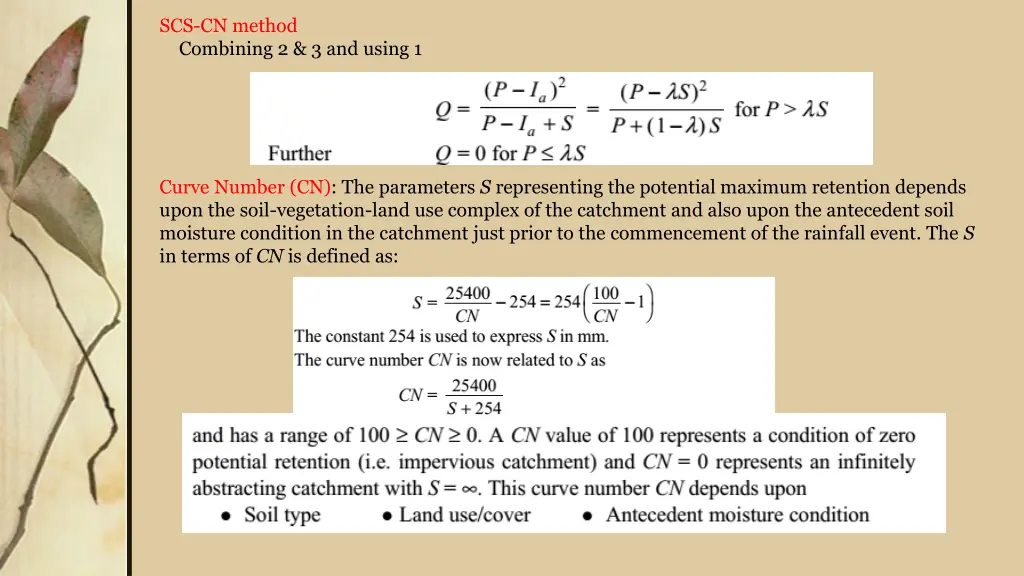 scs cn method combining 2 3 and using 1