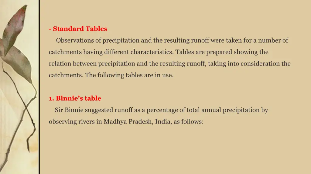 standard tables