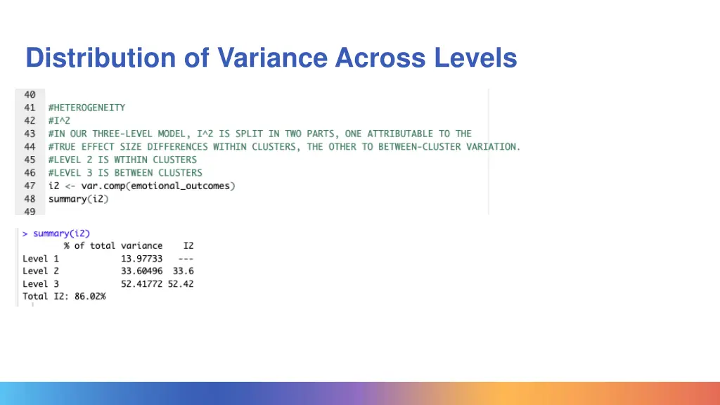 distribution of variance across levels