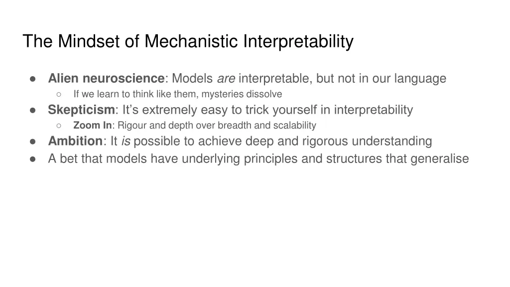 the mindset of mechanistic interpretability