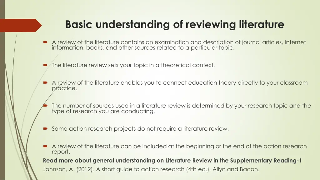basic understanding of reviewing literature