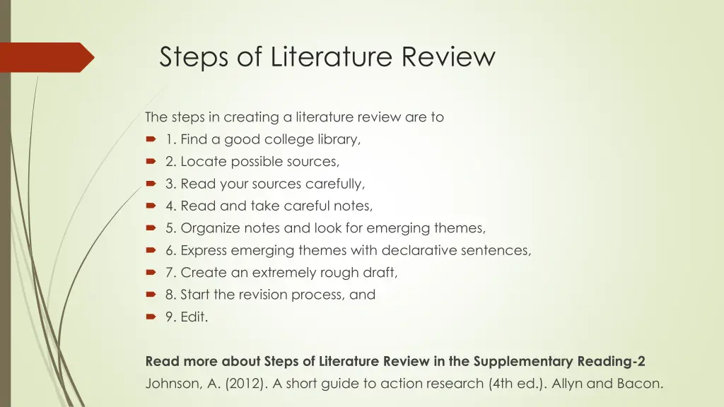 steps of literature review
