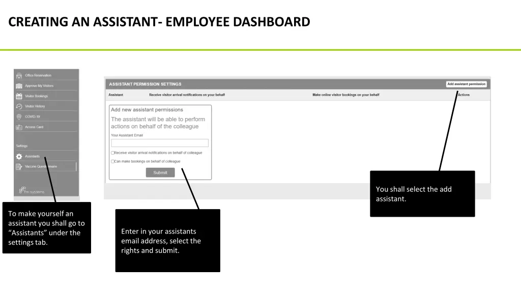 creating an assistant employee dashboard
