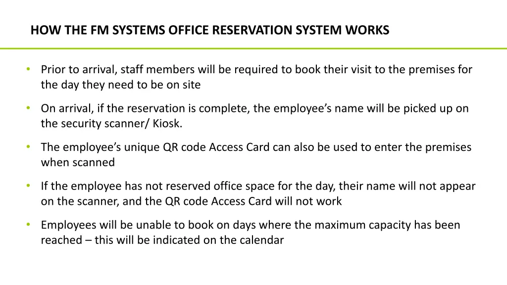 how the fm systems office reservation system works