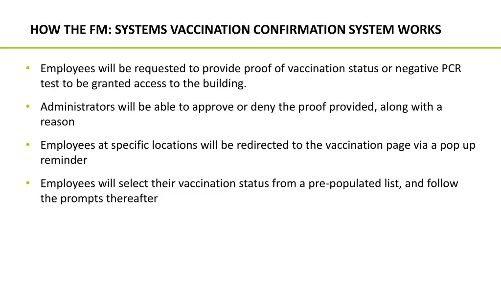 how the fm systems vaccination confirmation