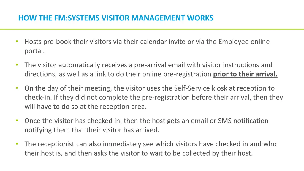 how the fm systems visitor management works