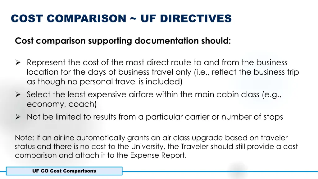 cost comparison uf directives 2