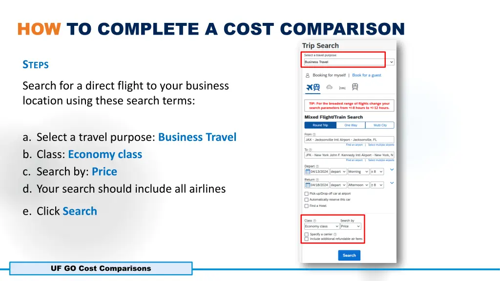 how to complete a cost comparison 1