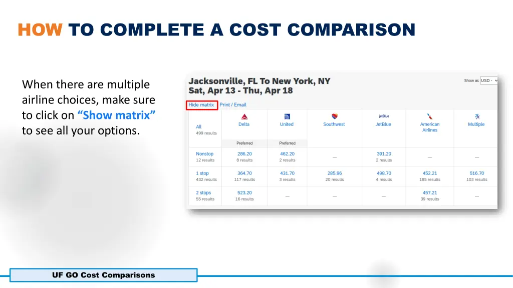 how to complete a cost comparison 2