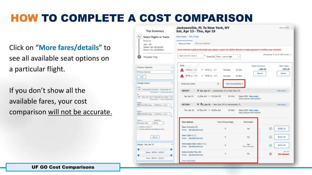 how to complete a cost comparison 3