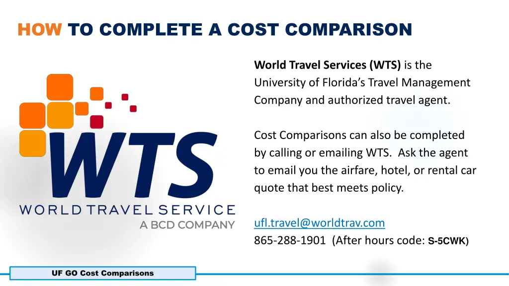 how to complete a cost comparison 6