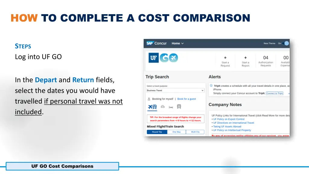 how to complete a cost comparison