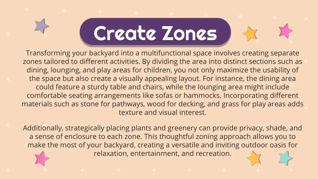 create zones
