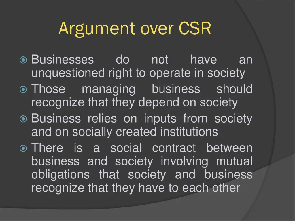 argument over csr