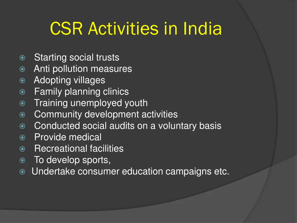 csr activities in india