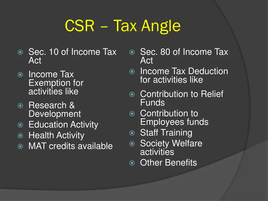 csr tax angle