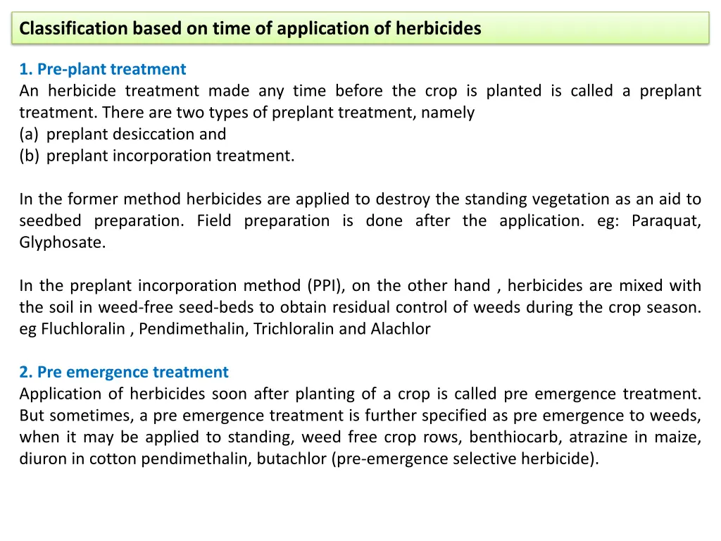 classification based on time of application