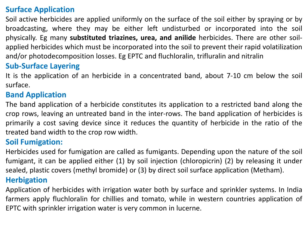 surface application soil active herbicides