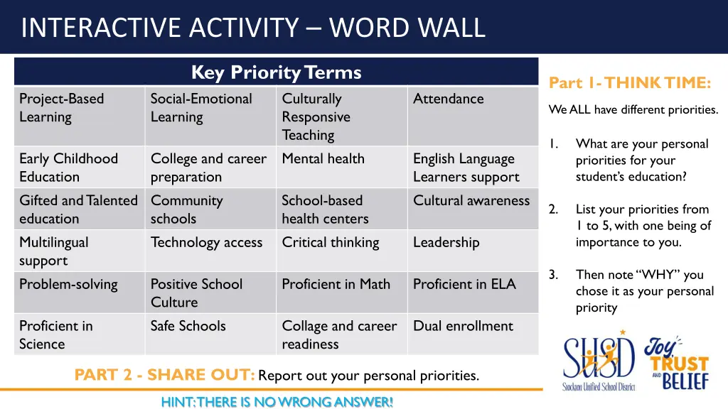 interactive activity word wall