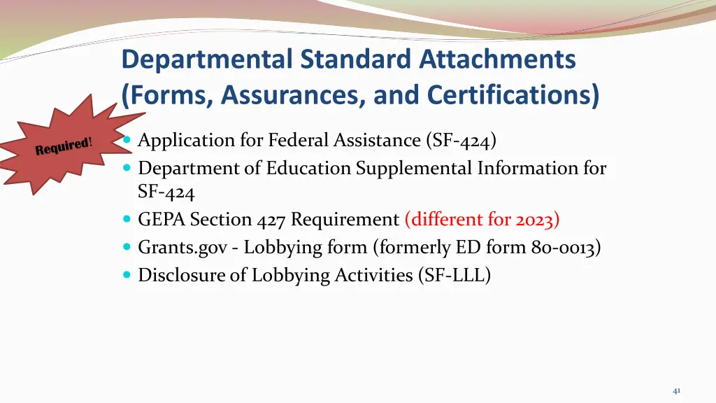 departmental standard attachments forms