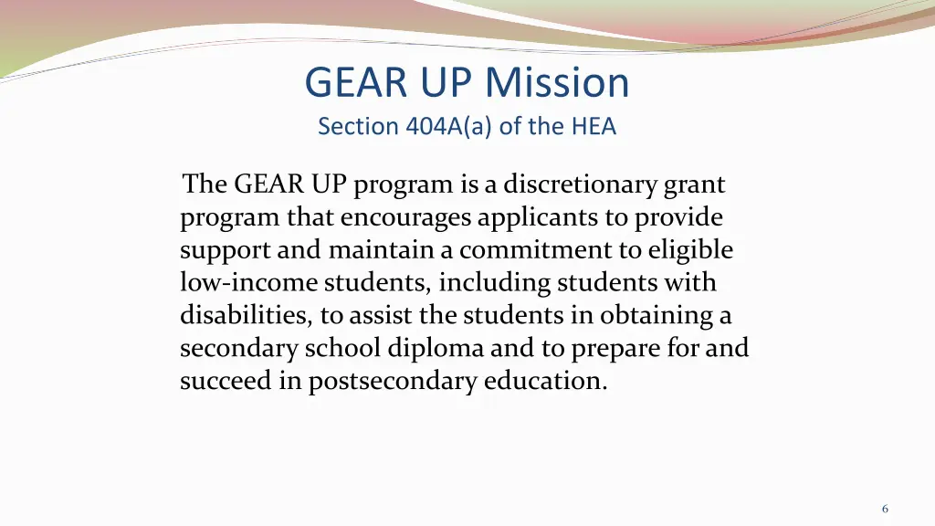 gear up mission section 404a a of the hea