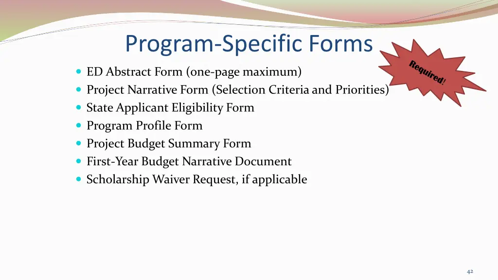 program specific forms