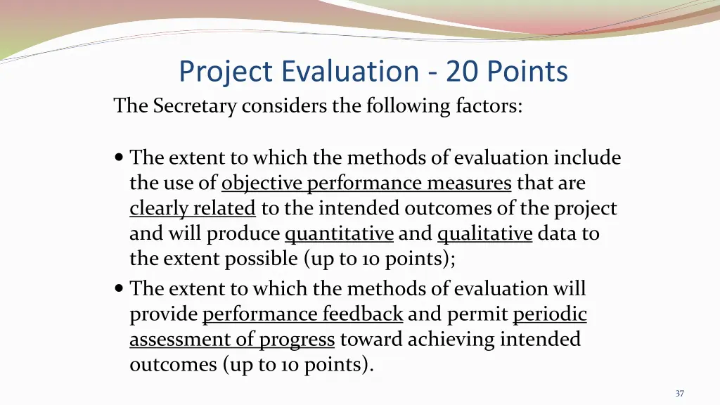 project evaluation 20 points the secretary