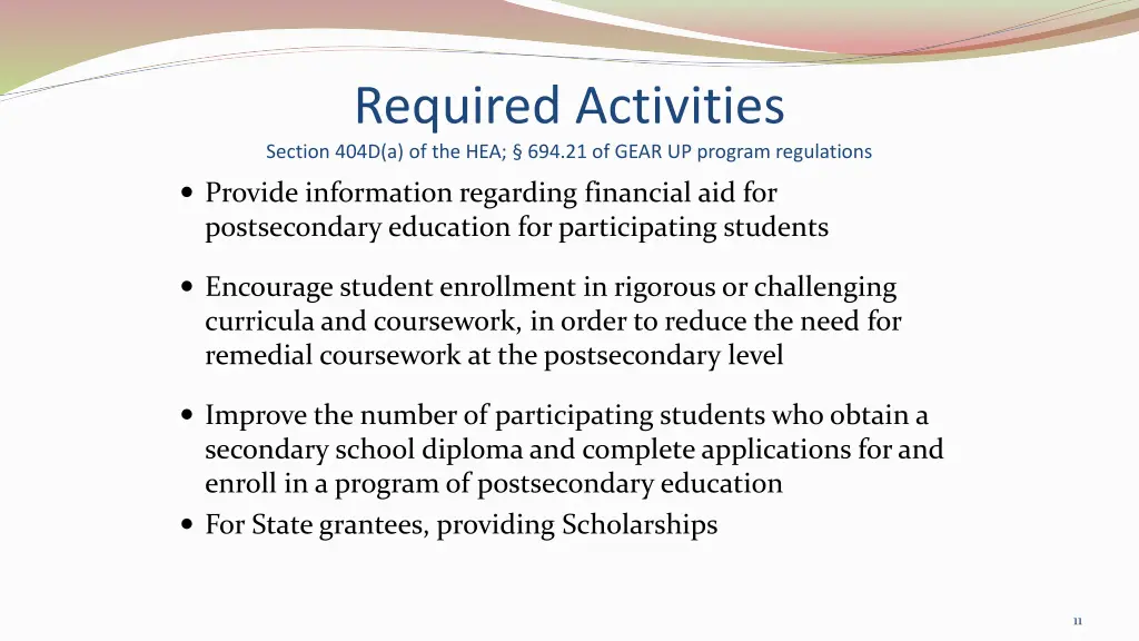 required activities section 404d