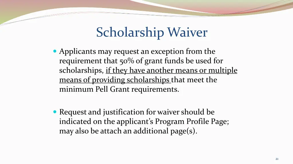 scholarship waiver