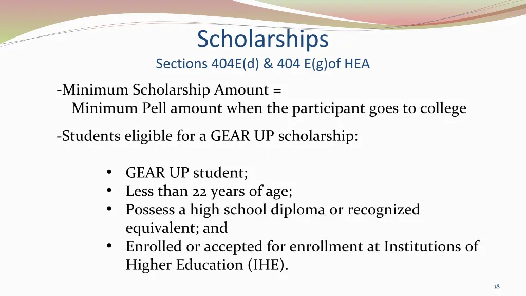 scholarships sections 404e d 404 e g of hea