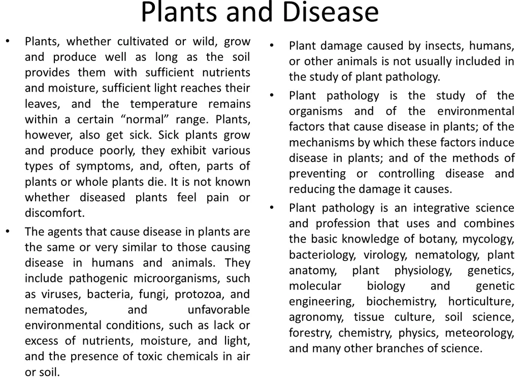 plants and disease plants whether cultivated