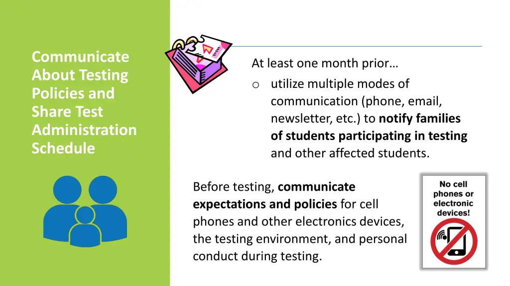 communicate about testing policies and share test