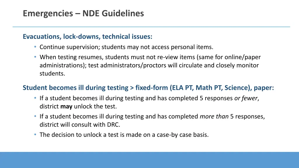 emergencies nde guidelines