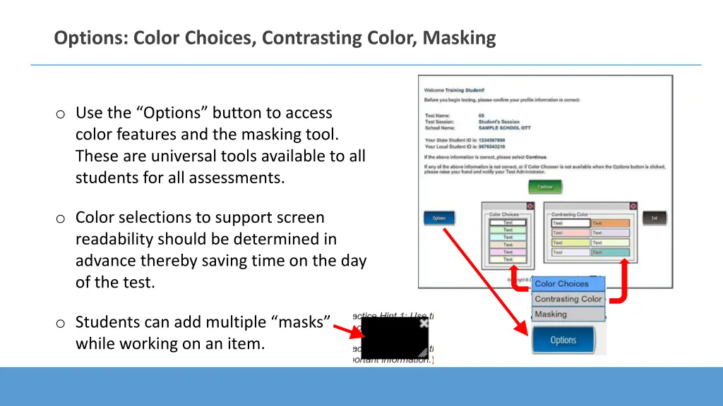 options color choices contrasting color masking