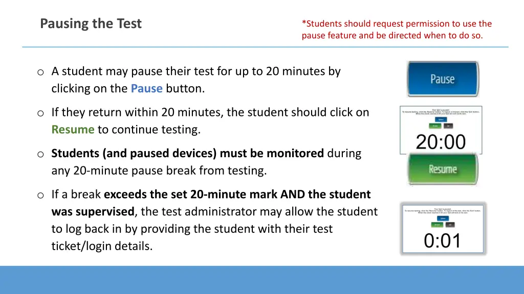 pausing the test