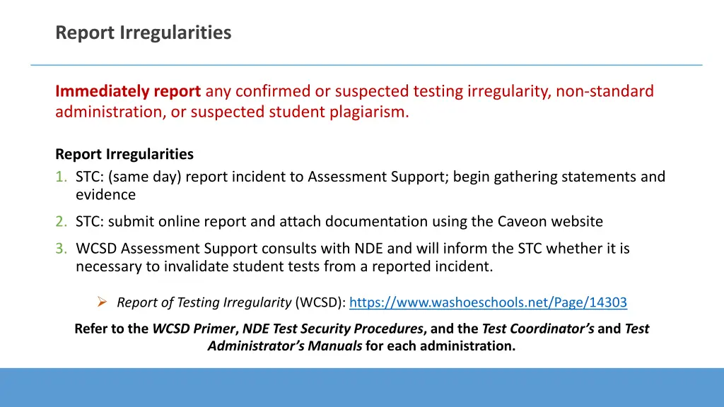 report irregularities