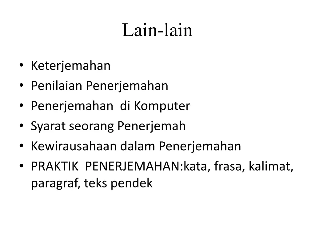 lain lain