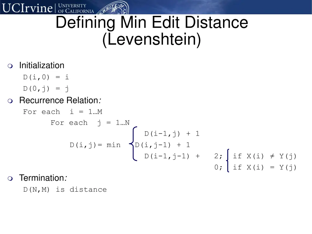 defining min edit distance levenshtein