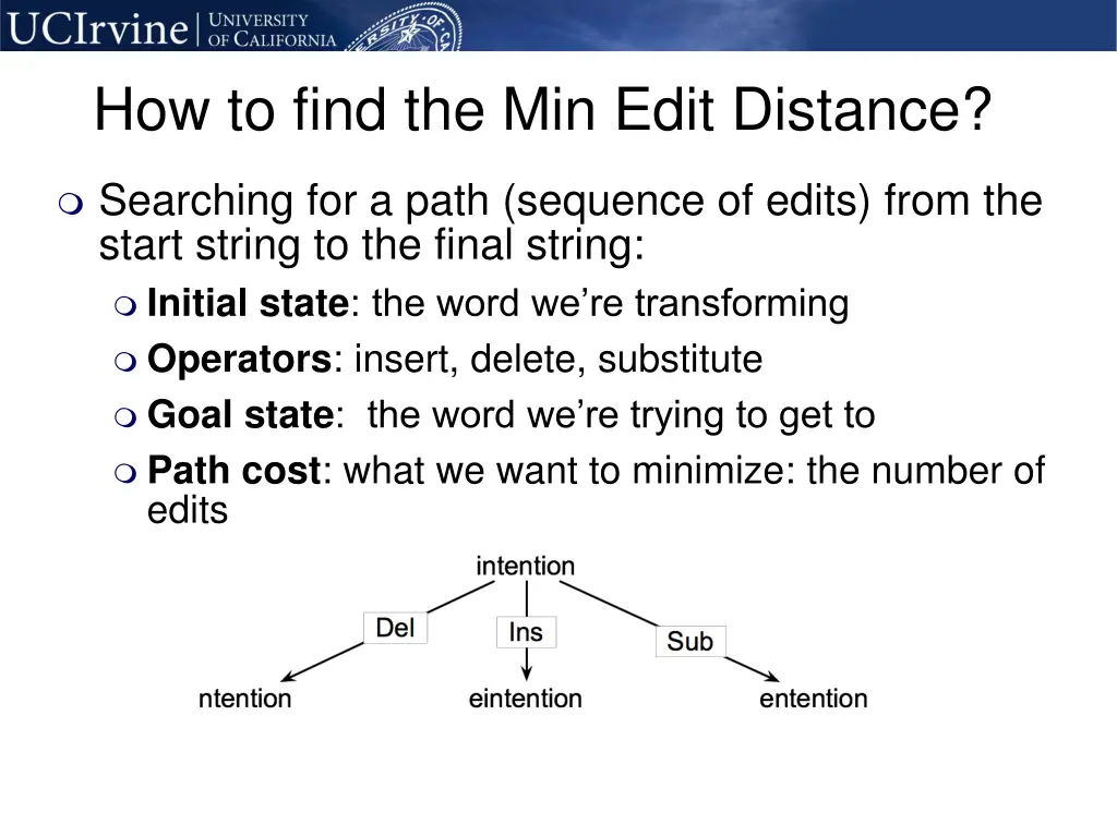 how to find the min edit distance