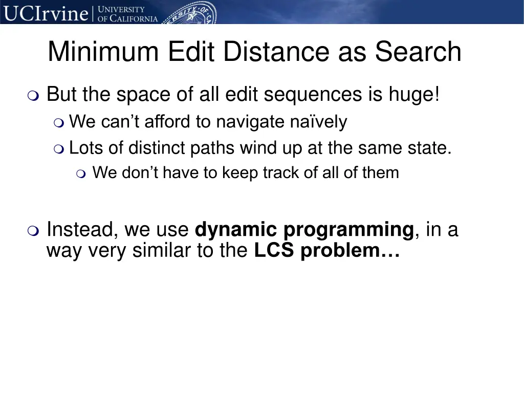 minimum edit distance as search