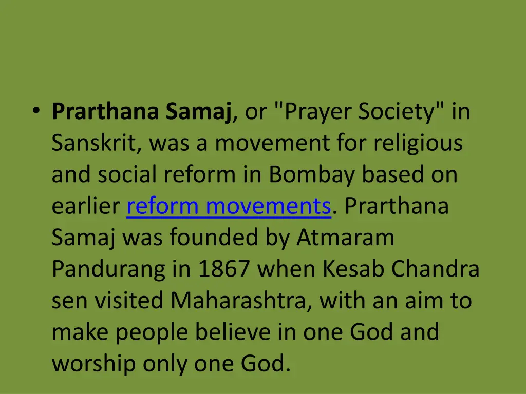prarthana samaj or prayer society in sanskrit