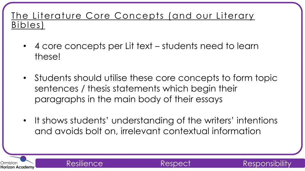 the literature core concepts and our literary