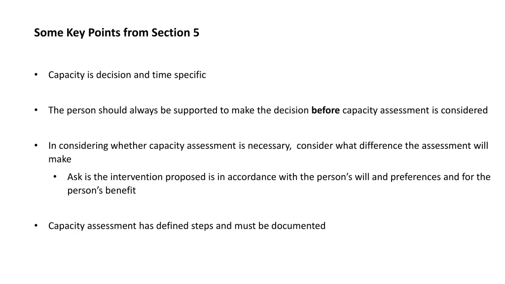 some key points from section 5