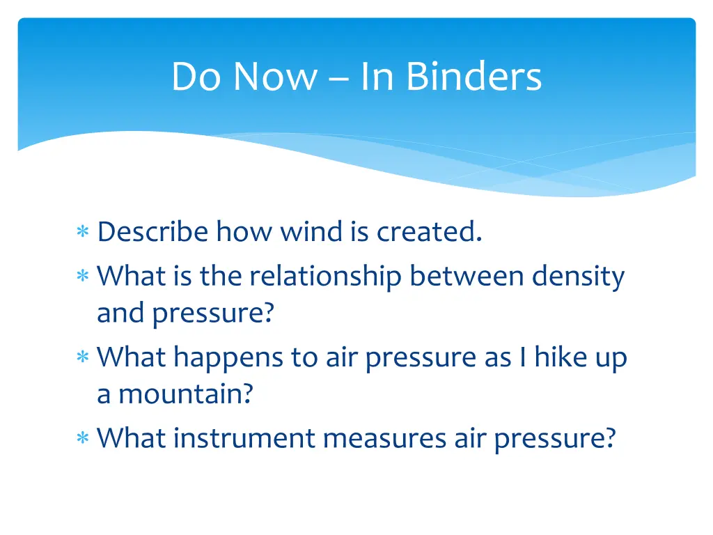 do now in binders