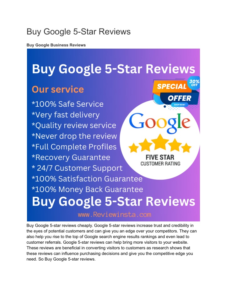 buy google 5 star reviews