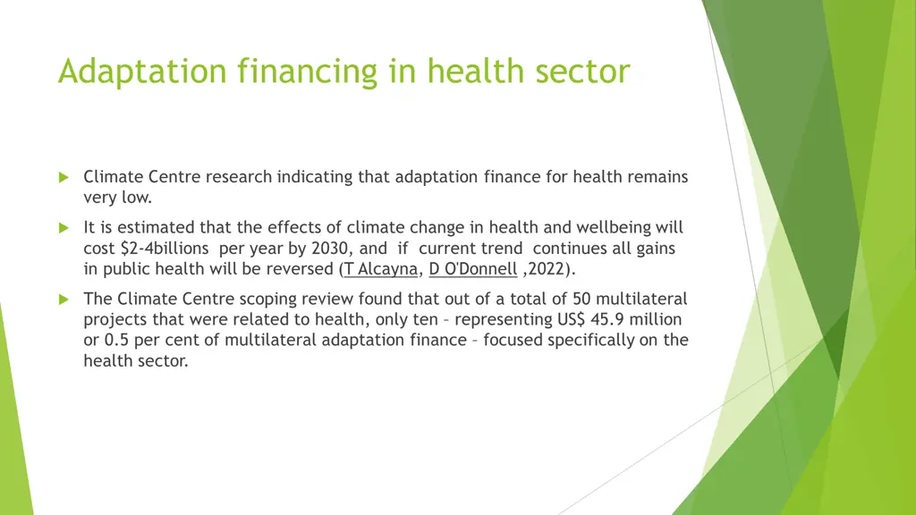 adaptation financing in health sector
