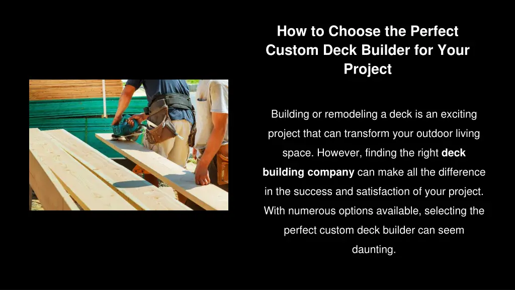 how to choose the perfect custom deck builder