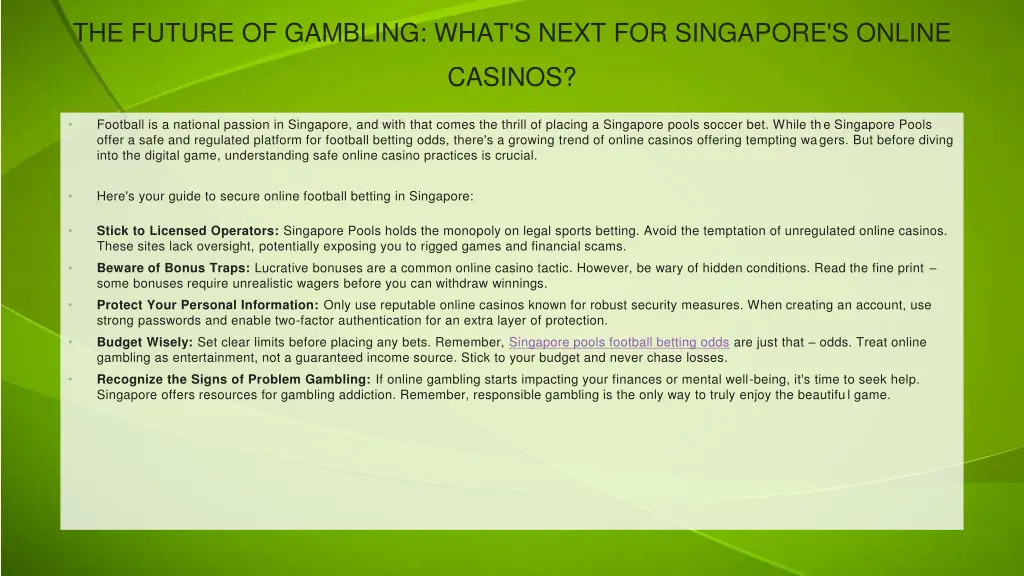 the future of gambling what s next for singapore