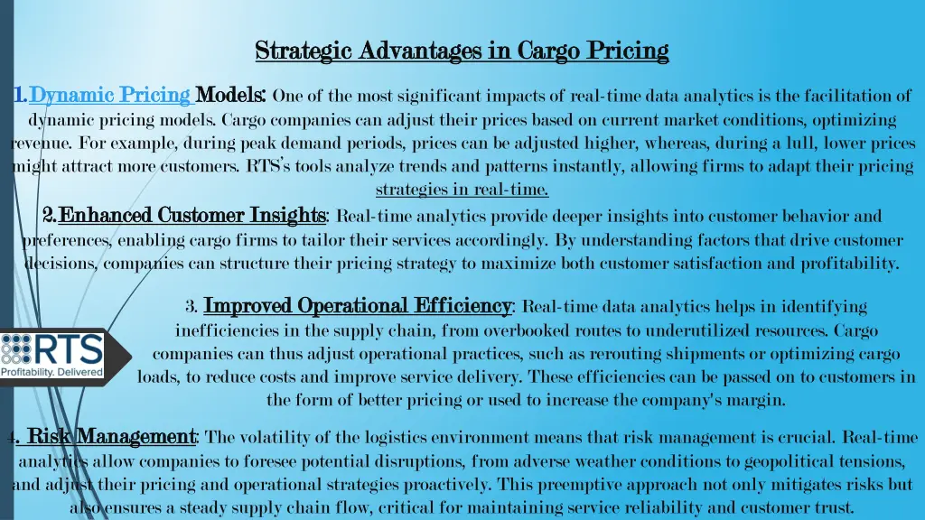 strategic advantages in cargo pricing strategic