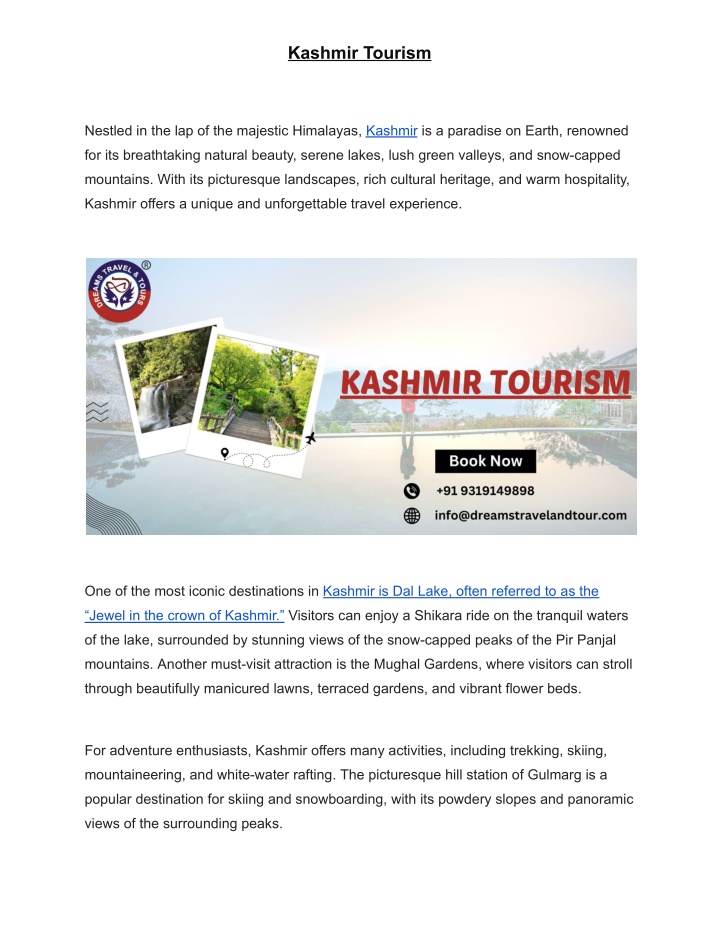 kashmir tourism